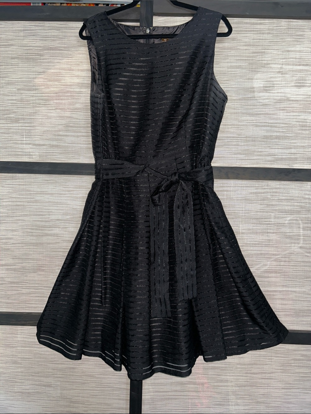 Tommy Hilfiger Black Textured Fit-and-Flare Dress